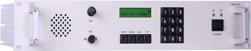 Becker Avionics TG660, La stazione base VHF per il controllo del traffico aereo, in rack da 19 pollici.