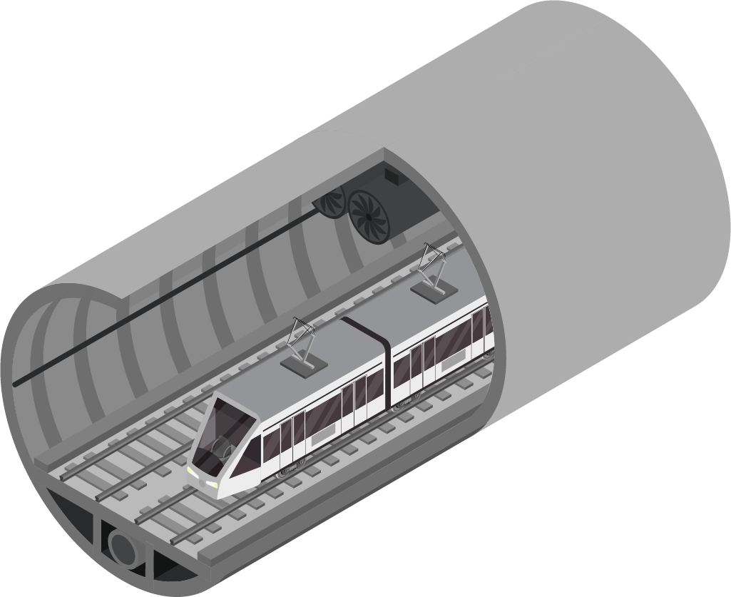 Highway tunnel with radianting cable